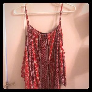 Off the shoulder red paisley top